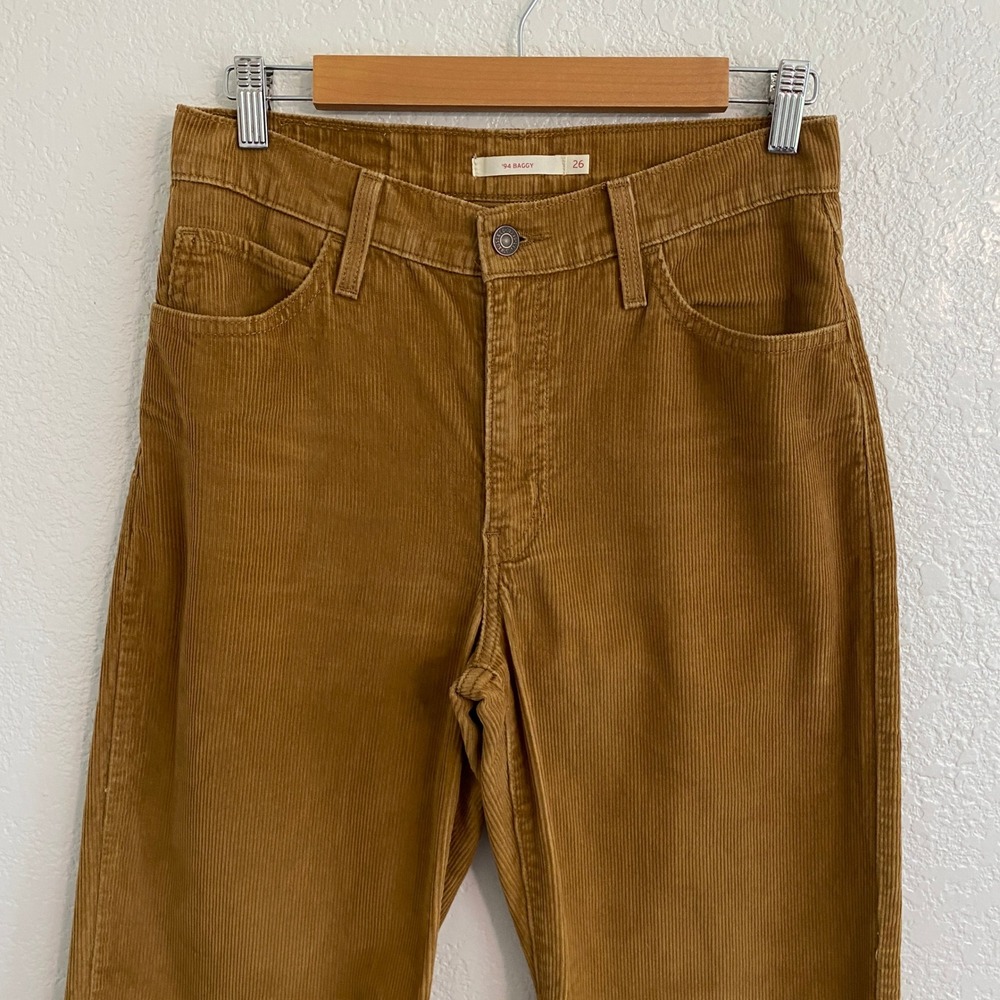 Levi's '94 Baggy Corduroy Pants Camel High Rise Straight Leg Womens W26 L31‎ - Picture 4 of 10
